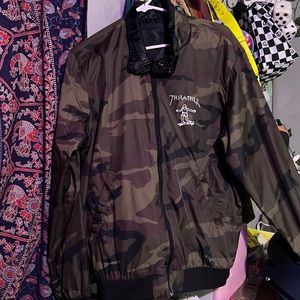 camo thrasher zip up. wind breaker material. mens M-L